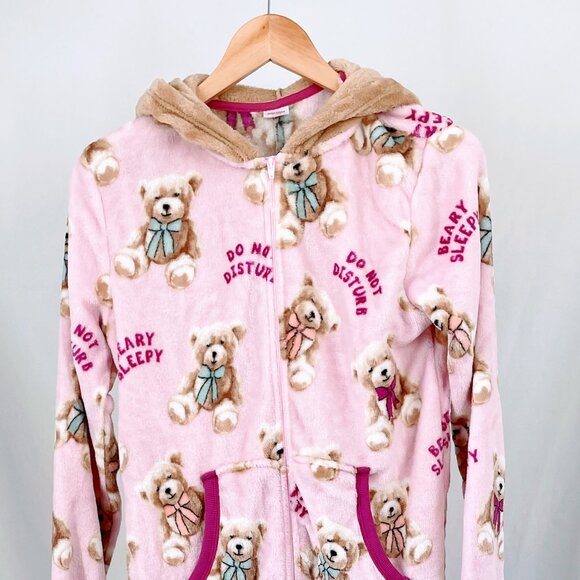 Holiday Time Pink Bear ADULT Onsie Pajamas - Picture 1 of 9